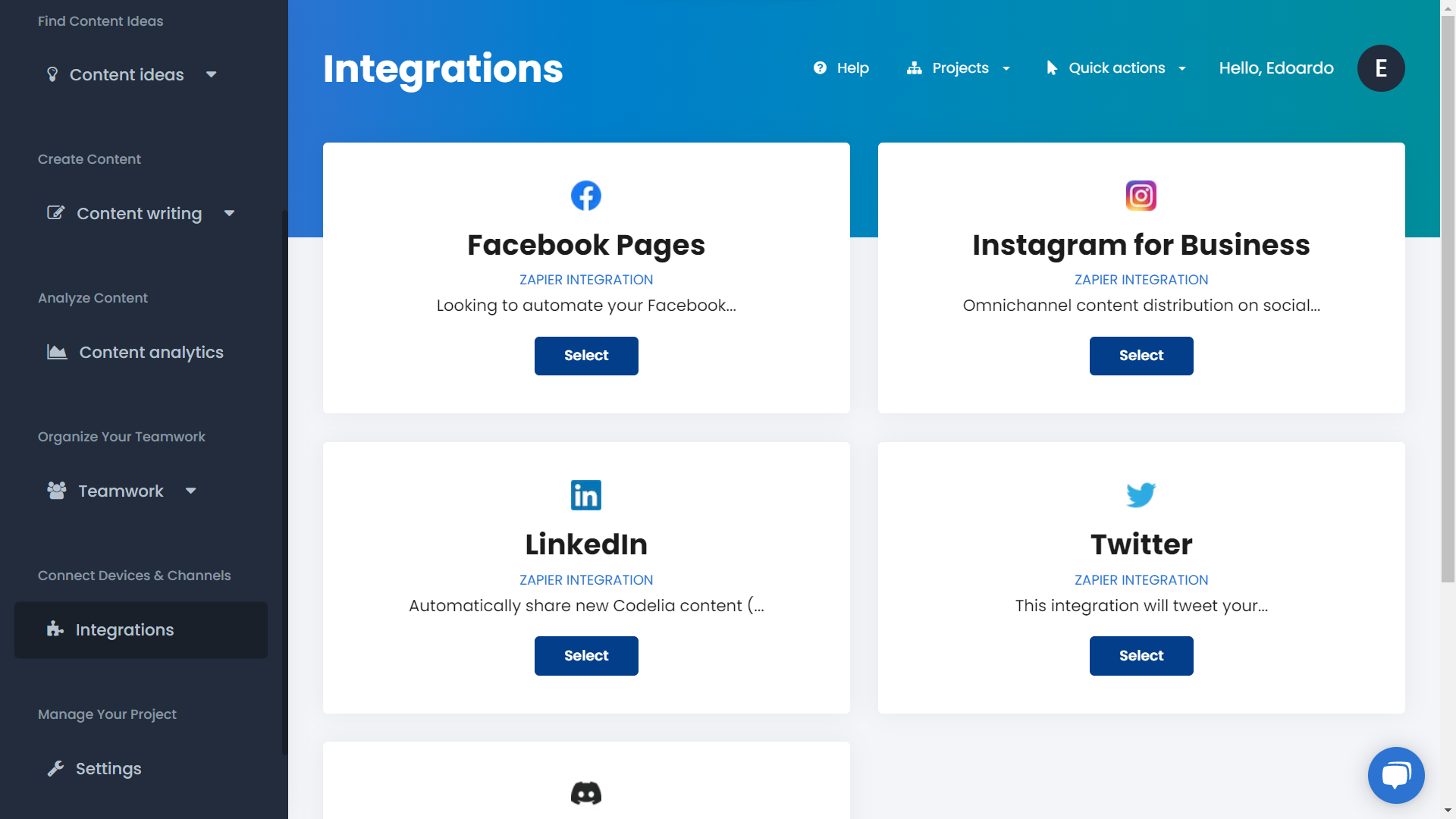 Codelia integrations